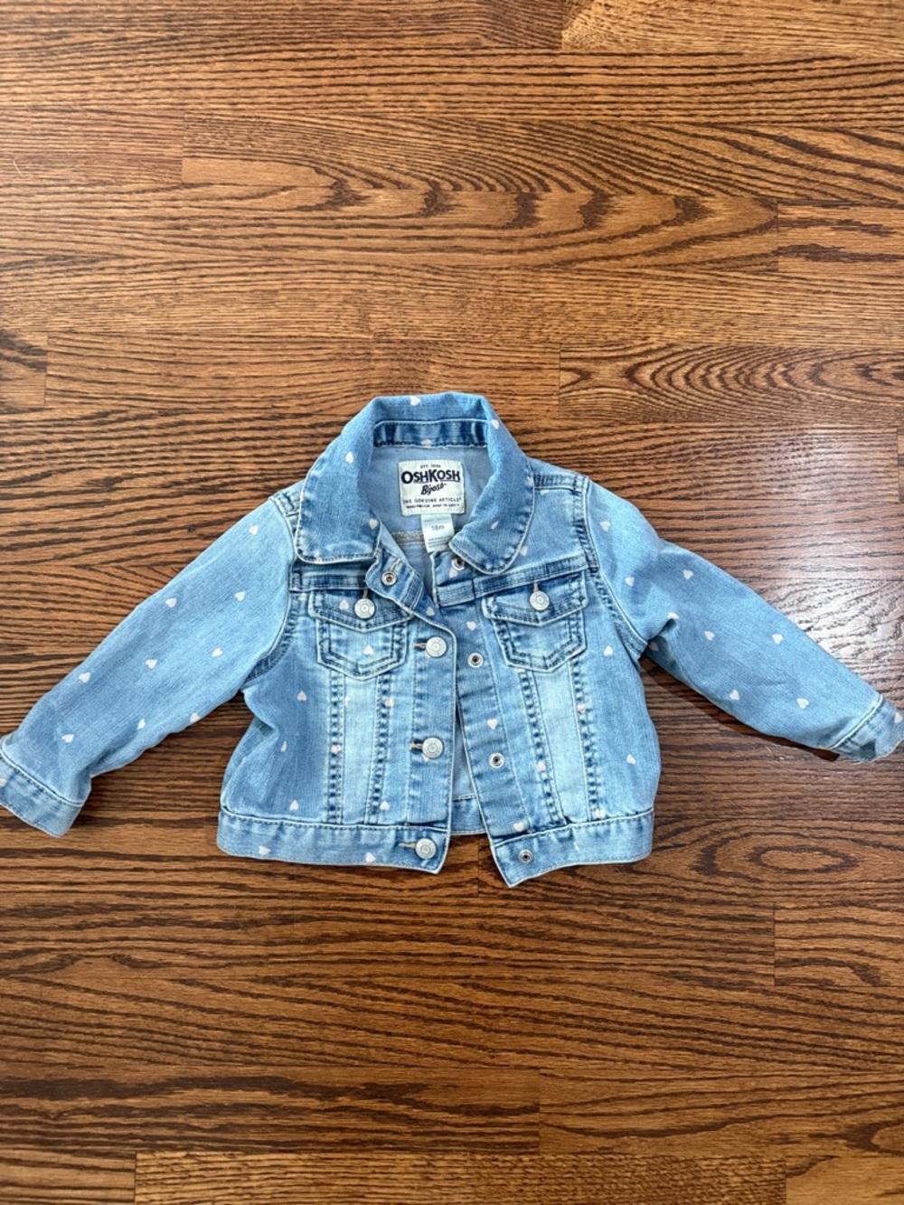 OshKosh B'gosh Light Wash Denim Jacket with White Heart Print